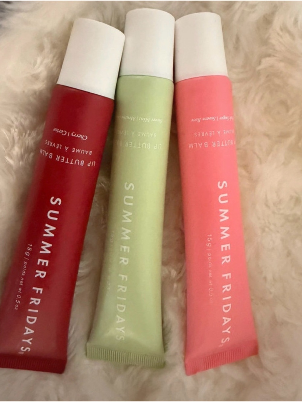 Summer Fridays Lip Butter Trio — Red, Green, Pink
